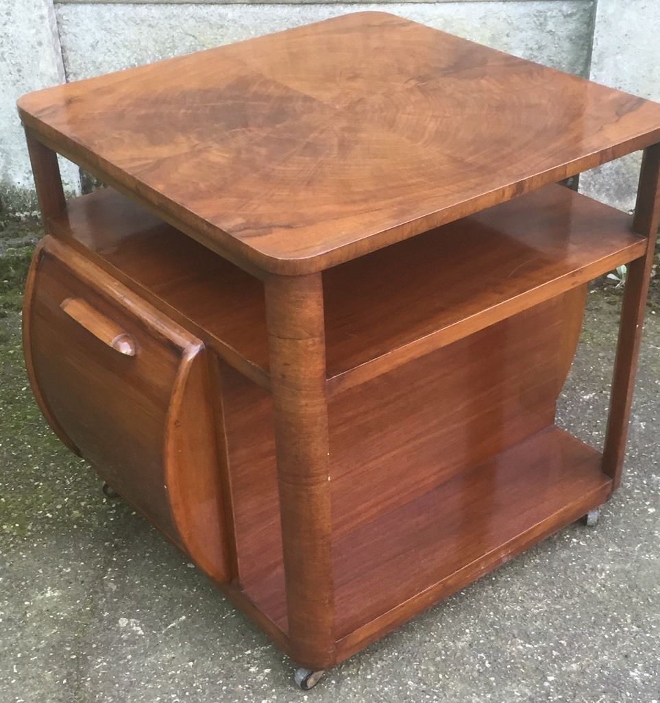 Fine Walnut Art Deco Drinks Cabinet Coffee Table Delivery