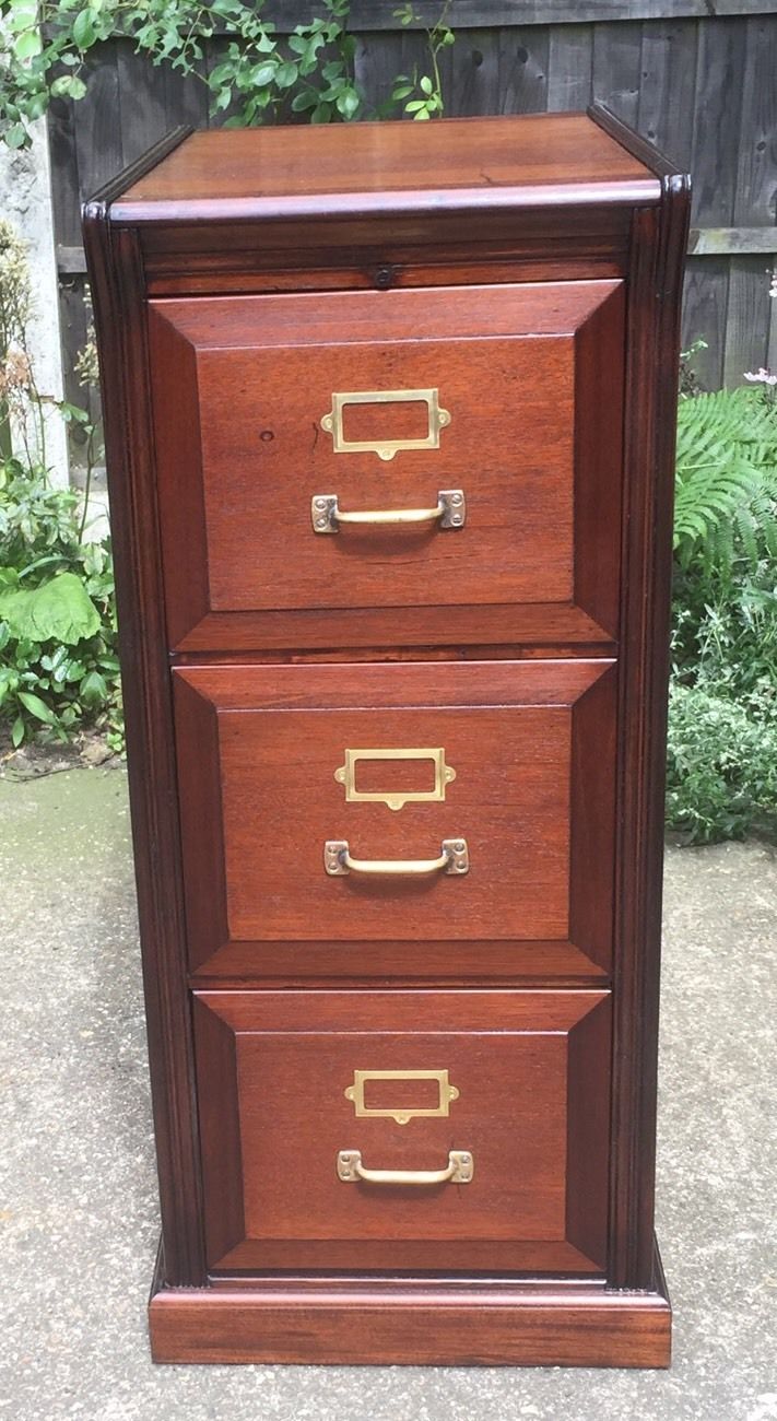 Outstanding Rare Arts Crafts 3 Drawer Mahogany Filing Cabinet