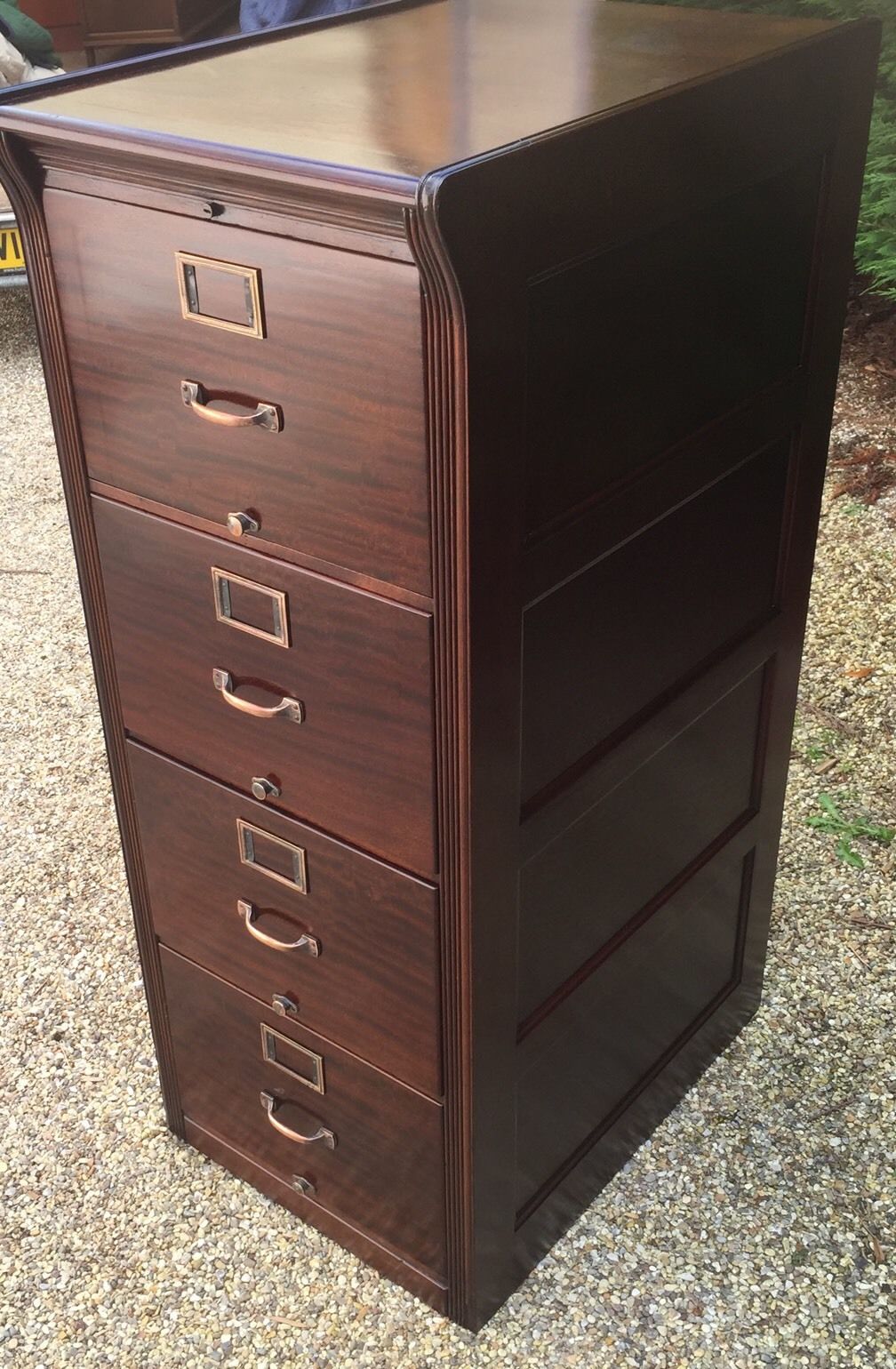Rare Arts Crafts 4 Drawer Mahogany Filing Cabinet Mint