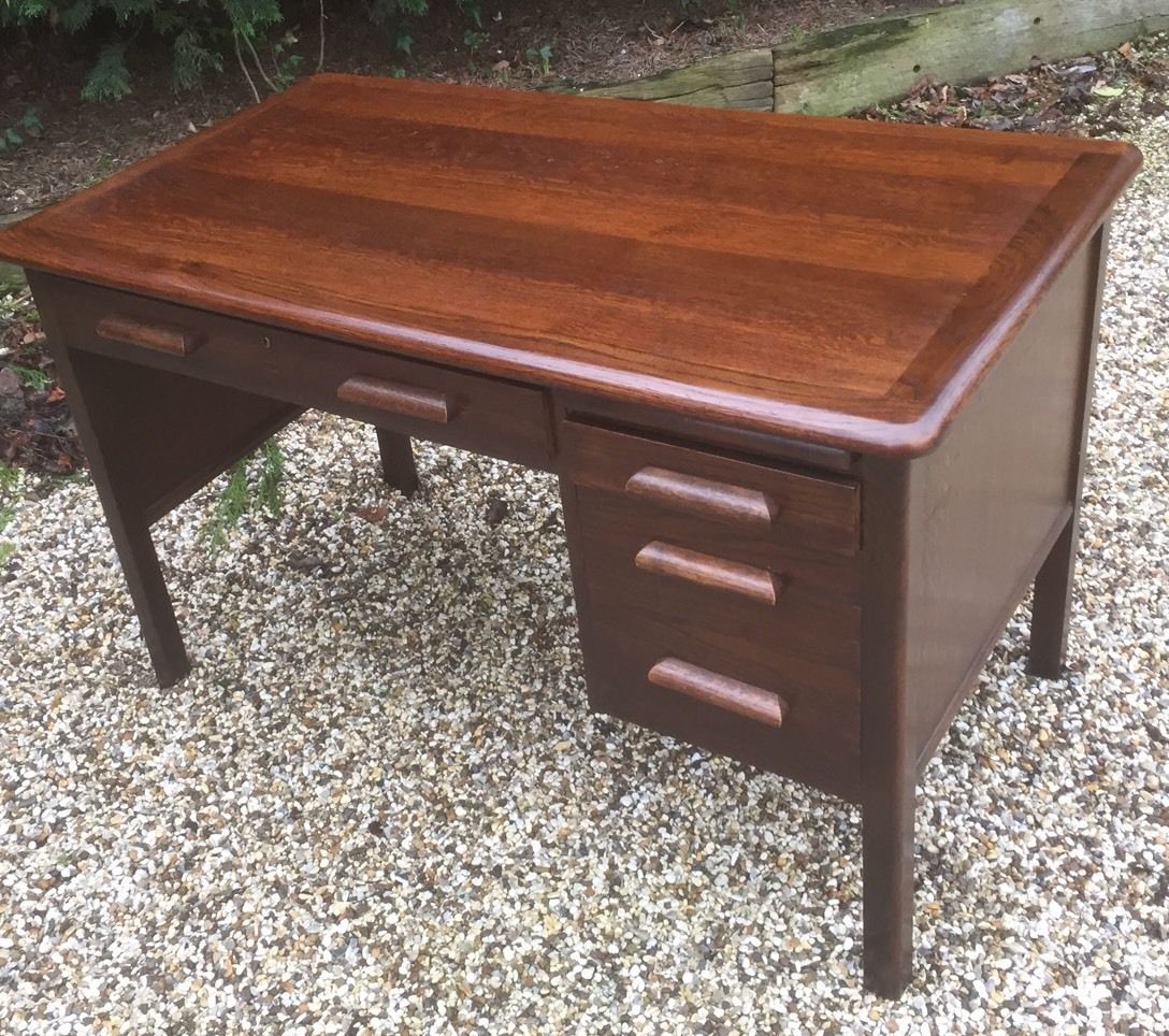Superb 1950s Small Oak Writing Desk Very Clean 2 Man Delivery