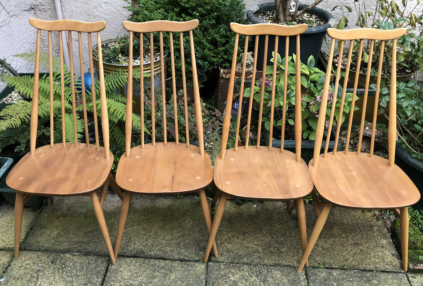 VERY CLEAN CONDITION, Ercol SUPERB SET OF 4 RETRO   ERCOL  DINING CHAIRS 