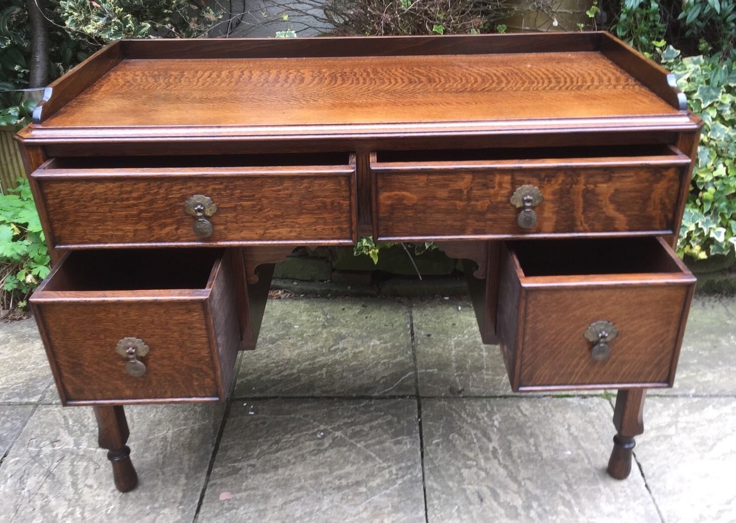 Superb Small Antique Arts Crafts Oak Writing Desk Very Clean 2